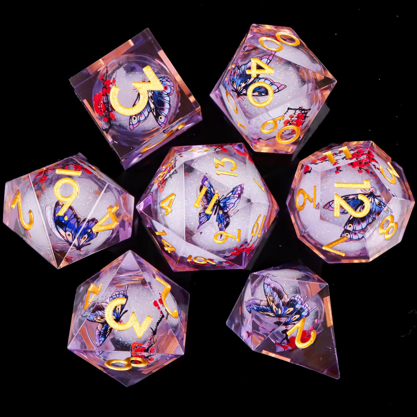 Cat Dice Sharp Edge Dice for Dungeons and Dragons Liquid Core Dice Resin Dnd Cat Dice D20 D&D Dice , Galaxy Dice Set
