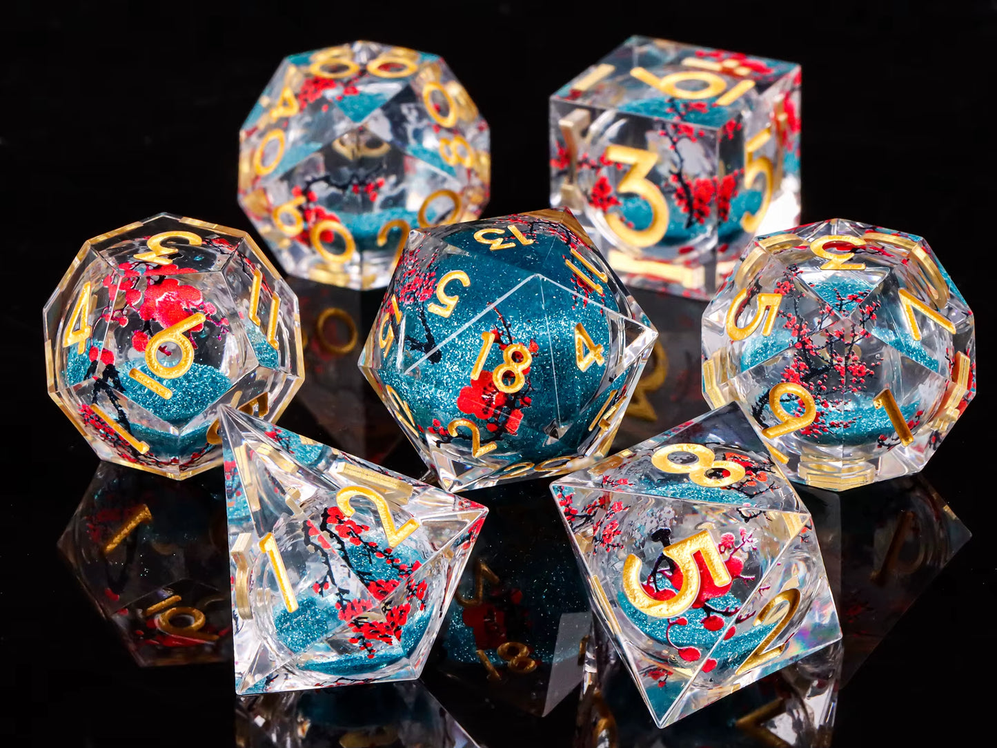 Cat Dice Sharp Edge Dice for Dungeons and Dragons Liquid Core Dice Resin Dnd Cat Dice D20 D&D Dice , Galaxy Dice Set