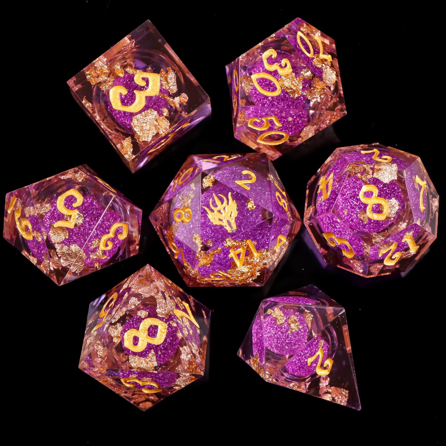 Cat Dice Sharp Edge Dice for Dungeons and Dragons Liquid Core Dice Resin Dnd Cat Dice D20 D&D Dice , Galaxy Dice Set
