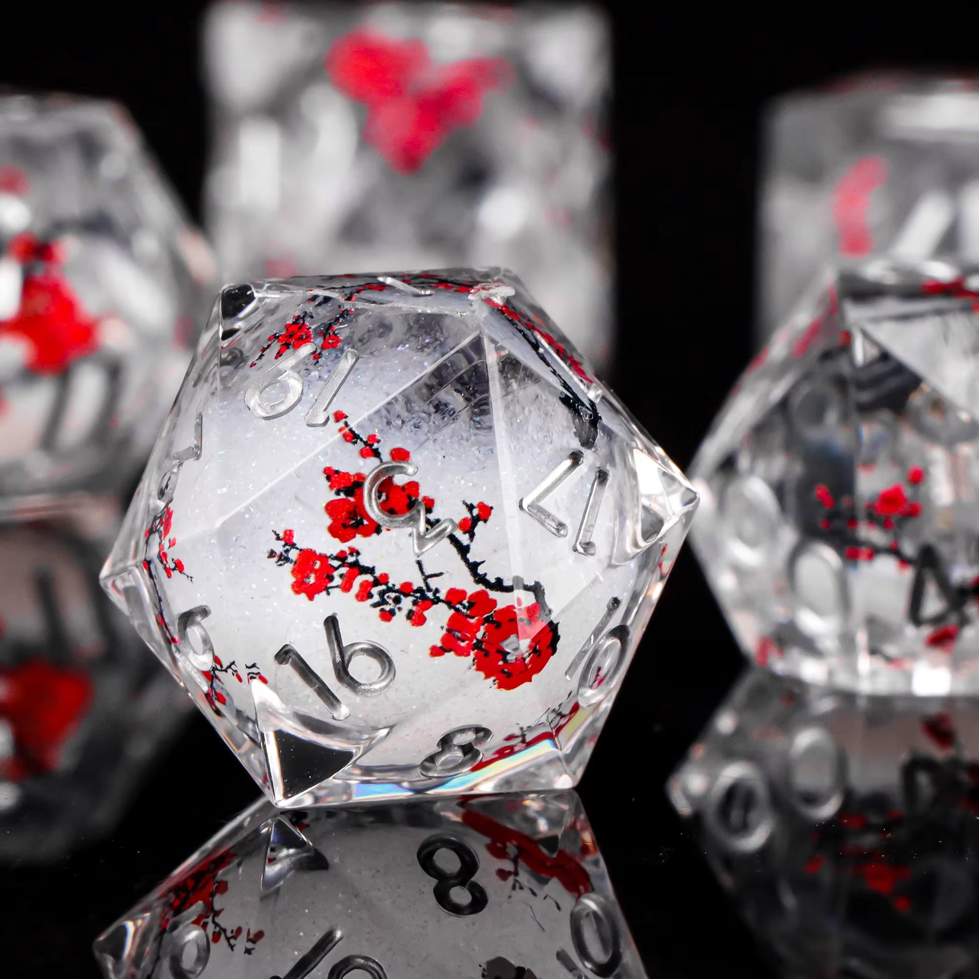 Cat Dice Sharp Edge Dice for Dungeons and Dragons Liquid Core Dice Resin Dnd Cat Dice D20 D&D Dice , Galaxy Dice Set
