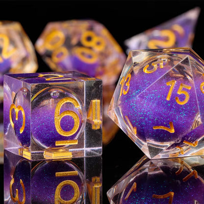 Cat Dice Sharp Edge Dice for Dungeons and Dragons Liquid Core Dice Resin Dnd Cat Dice D20 D&D Dice , Galaxy Dice Set