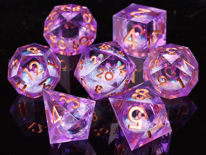 Cat Dice Sharp Edge Dice for Dungeons and Dragons Liquid Core Dice Resin Dnd Cat Dice D20 D&D Dice , Galaxy Dice Set