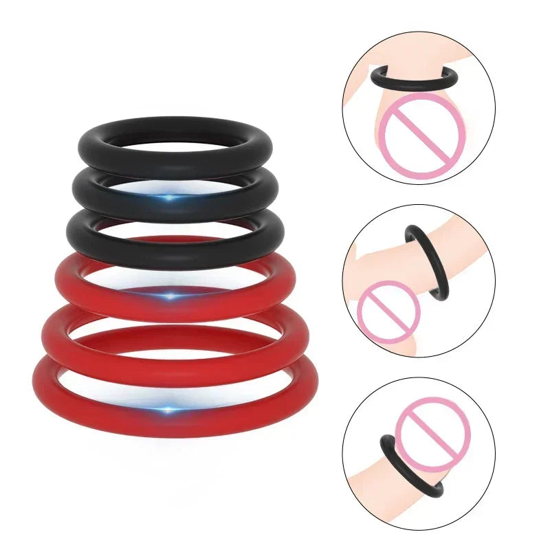 ANILLOS DE SILICONA, JUGUETE SEXUAL - Control eyaculación - Erección potenciada // 6-Pack Silicone Penis Rings for Enhanced Erection & Ejaculation Control - Men's Adult Sex Toys