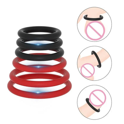 ANILLOS DE SILICONA, JUGUETE SEXUAL - Control eyaculación - Erección potenciada // 6-Pack Silicone Penis Rings for Enhanced Erection & Ejaculation Control - Men's Adult Sex Toys