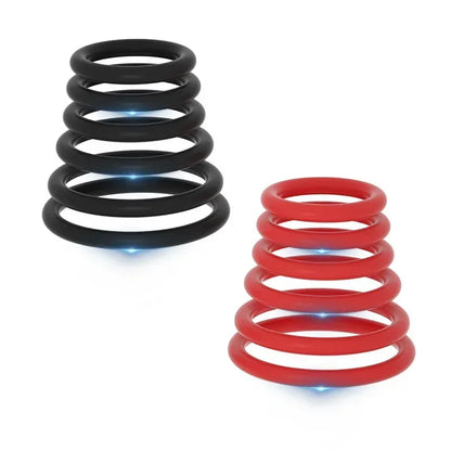 ANILLOS DE SILICONA, JUGUETE SEXUAL - Control eyaculación - Erección potenciada // 6-Pack Silicone Penis Rings for Enhanced Erection & Ejaculation Control - Men's Adult Sex Toys
