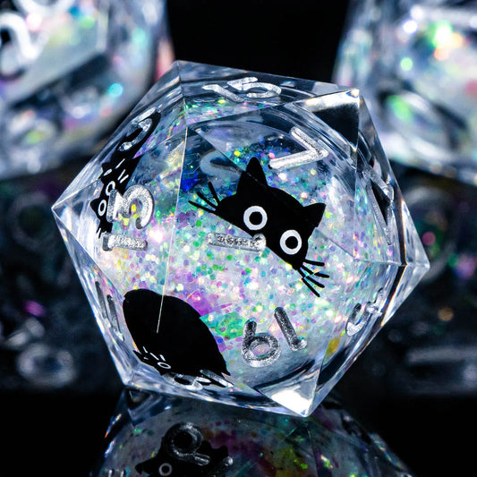 Dados de Gatos, en Resina y con brillitos por dentro