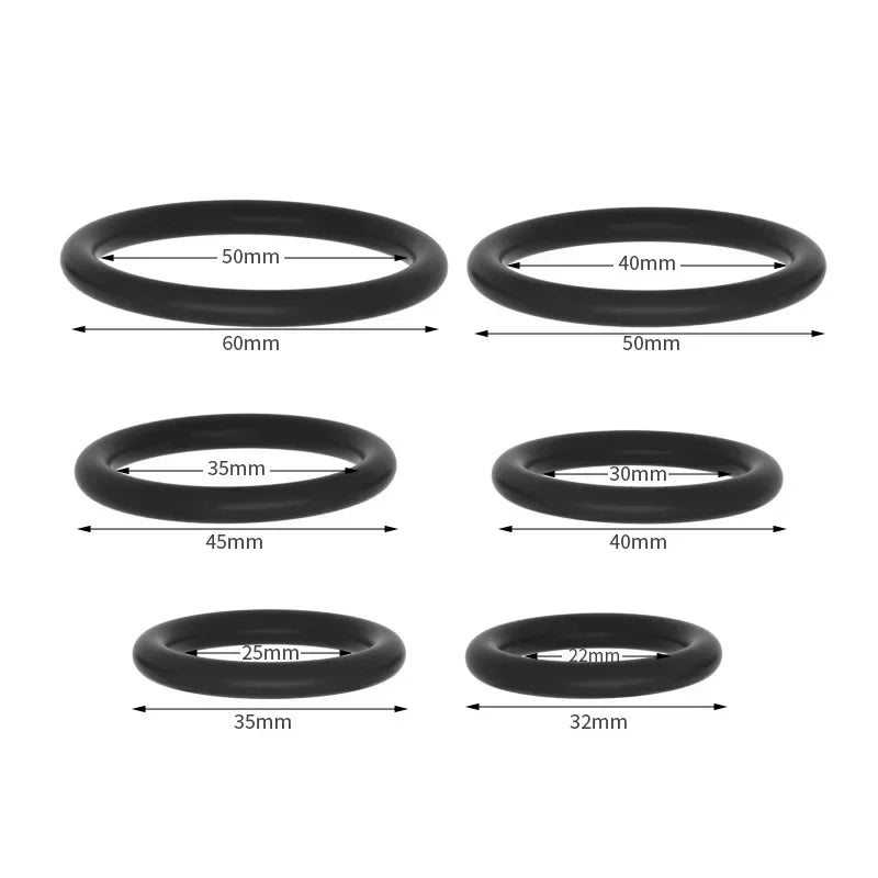 ANILLOS DE SILICONA, JUGUETE SEXUAL - Control eyaculación - Erección potenciada // 6-Pack Silicone Penis Rings for Enhanced Erection & Ejaculation Control - Men's Adult Sex Toys