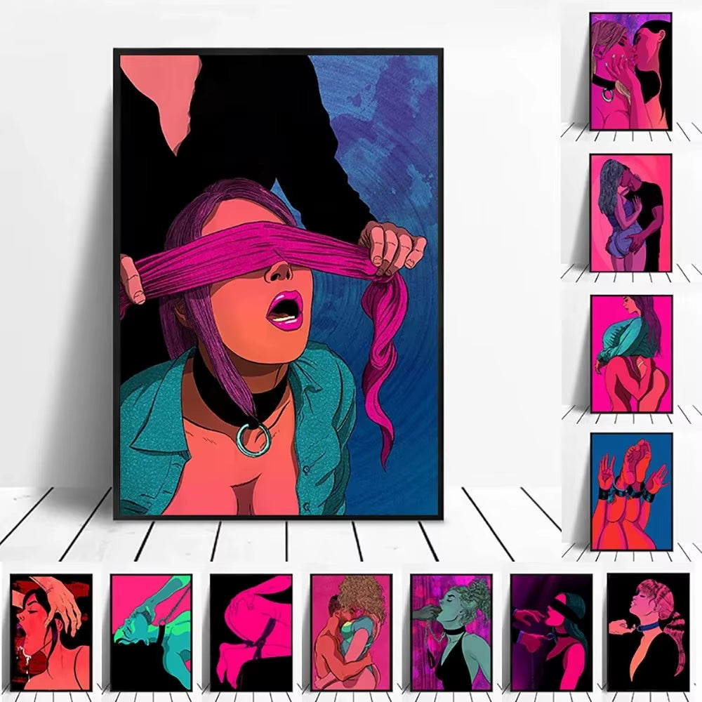 Sexy Poster Nude Lovers Canvas Paintings Attractive Body Sex Robet Posters and Prints Bondage Wall Art Picture for Bedroom Decor