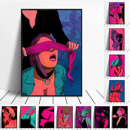 Sexy Poster Nude Lovers Canvas Paintings Attractive Body Sex Robet Posters and Prints Bondage Wall Art Picture for Bedroom Decor