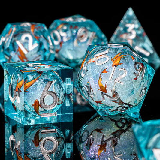 Cat Dice Sharp Edge Dice for Dungeons and Dragons Liquid Core Dice Resin Dnd Cat Dice D20 D&D Dice , Galaxy Dice Set