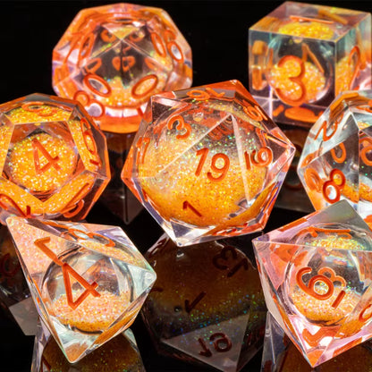 Cat Dice Sharp Edge Dice for Dungeons and Dragons Liquid Core Dice Resin Dnd Cat Dice D20 D&D Dice , Galaxy Dice Set